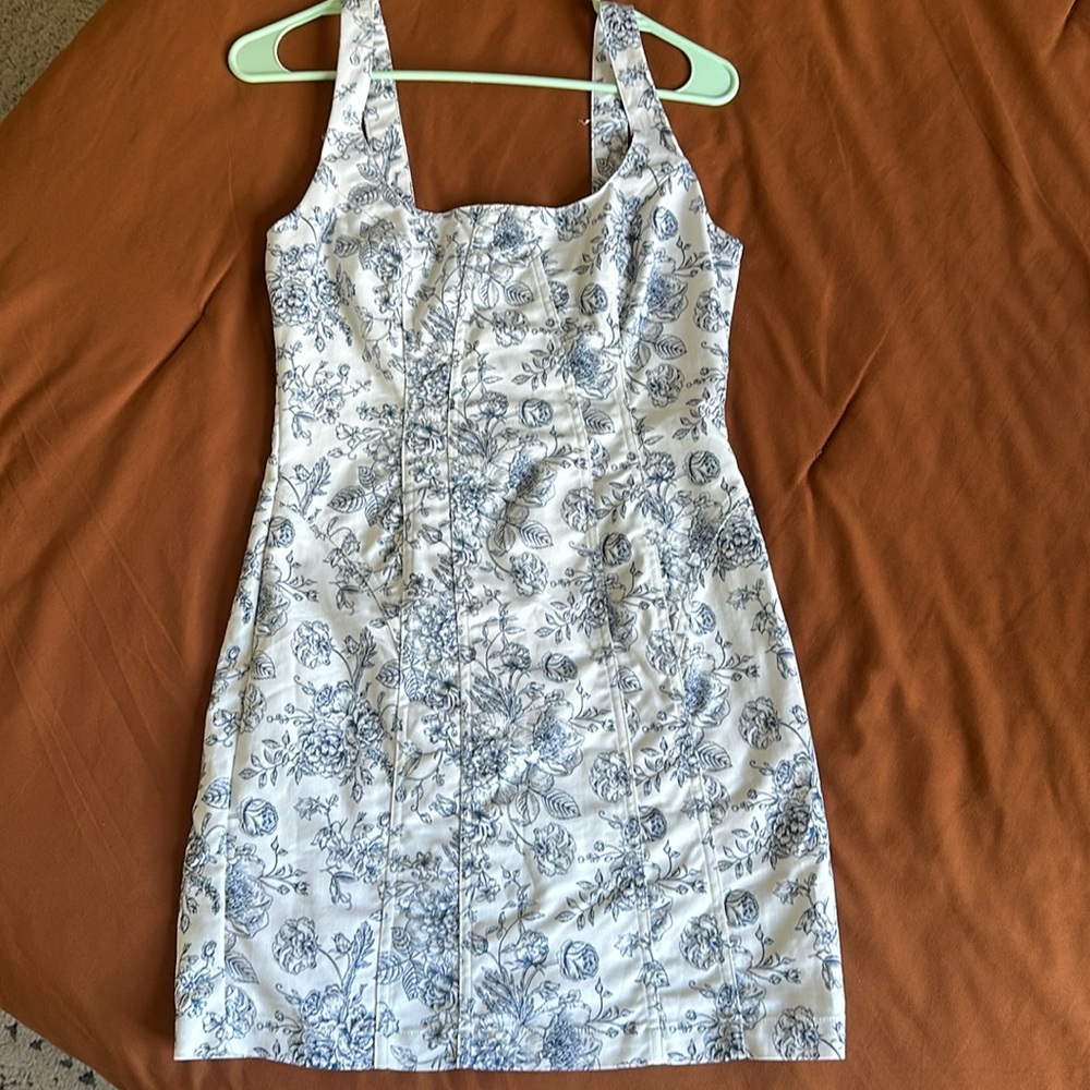 Christian Lacroix White and Blue Floral Mini Dress